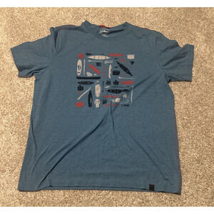 L.L.Bean Men’s M Slightly Fitted Graphic T-Shirt Blue Outdoor Canoe Kayak Tee
